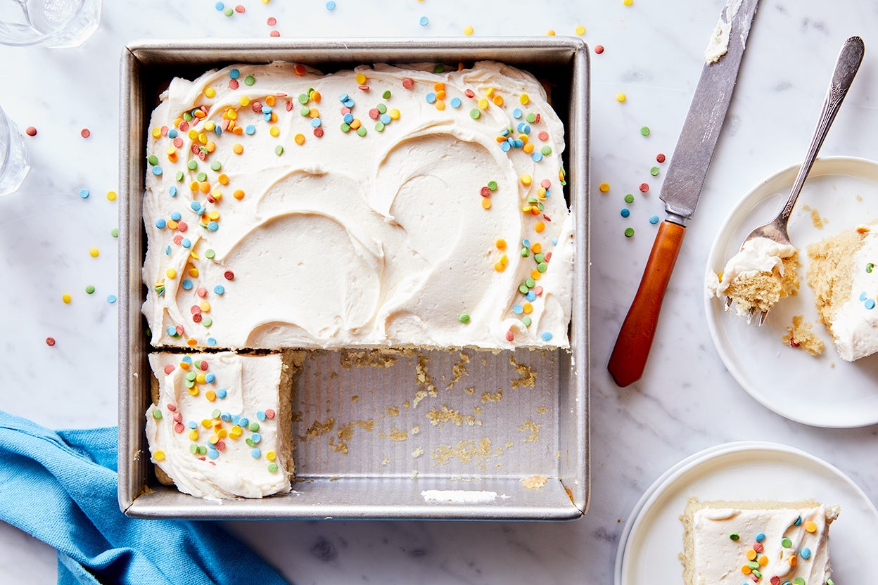 Sheet Pan Vanilla Vanilla Birthday Cake