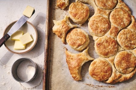 Biscuits baked in surrounding dough