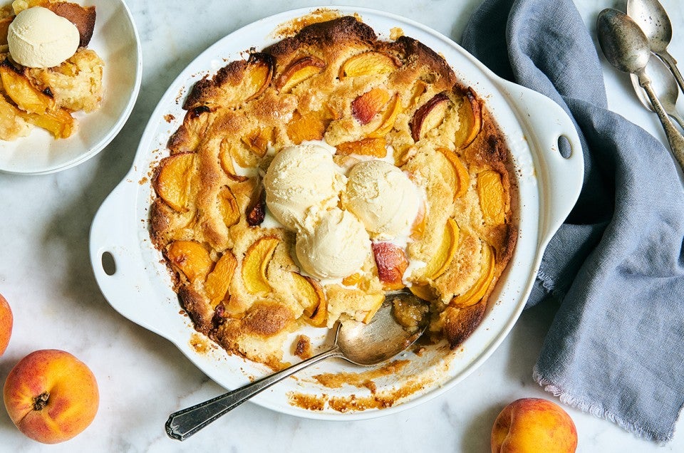 Gluten-Free Peach Cobbler made with baking mix