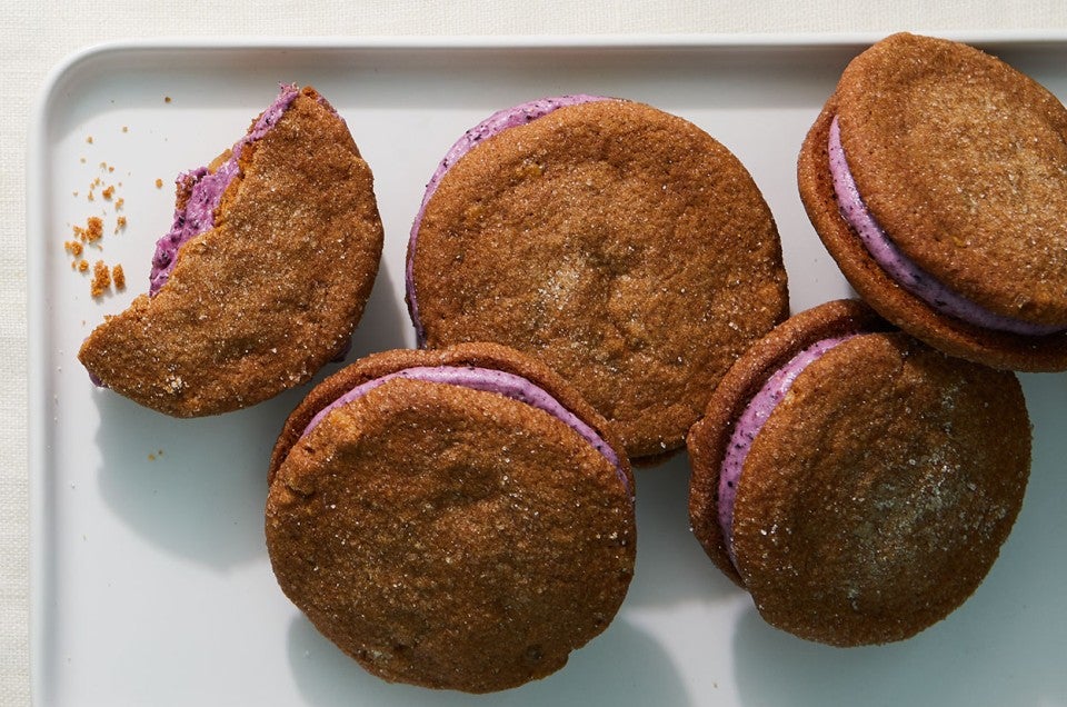 Ginger Molasses Cookies with Blueberry Filling