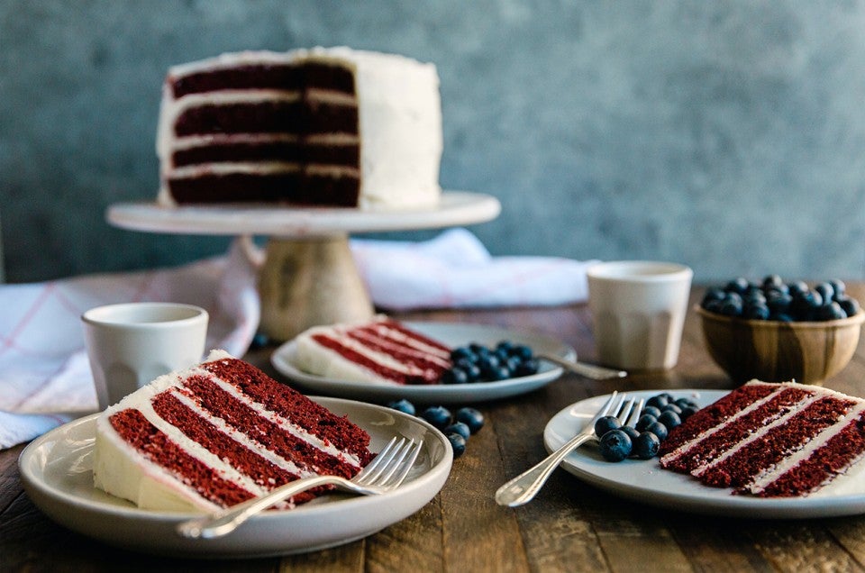 Baking Words Red Covered Cake Pan