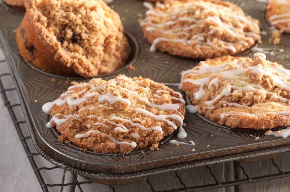 Pan of Gluten-Free Fruit Muffins with Streusel