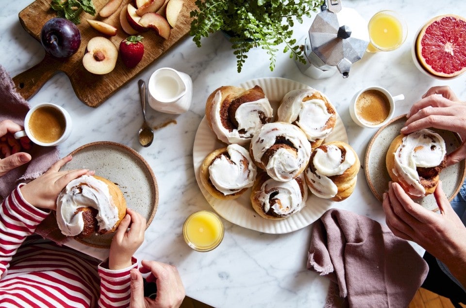 Cinnamon rolls being enjoyed