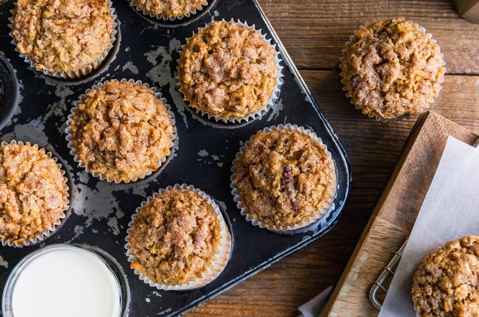 Gluten-Free Oat, Apple, and Walnut Muffins made with baking mix - select to zoom