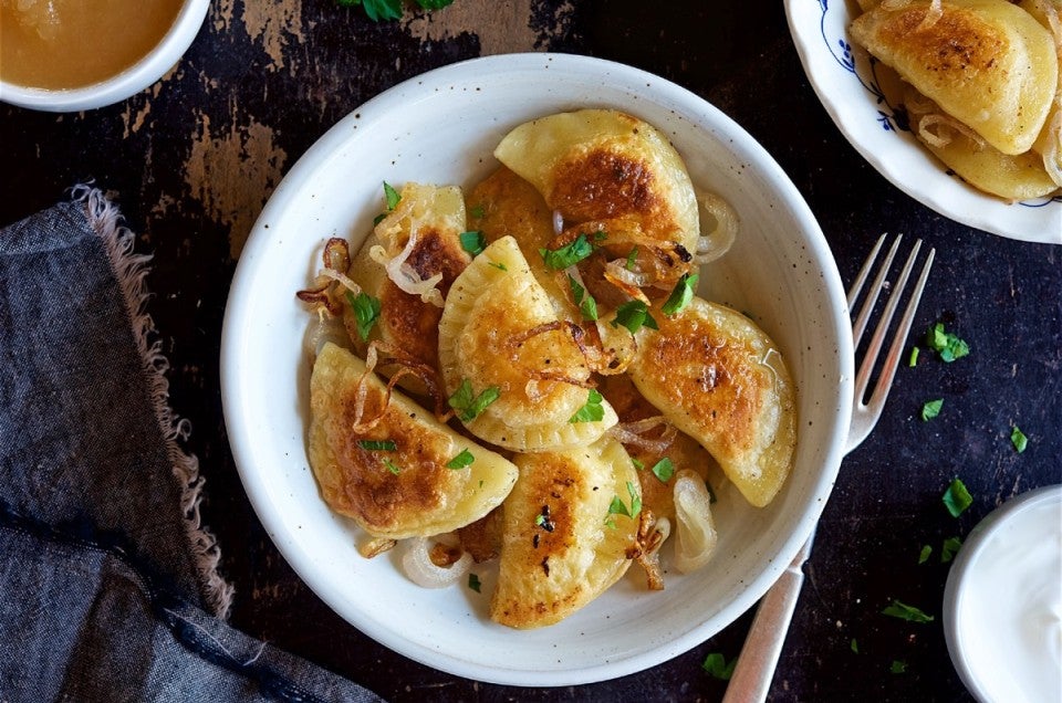 Pierogi and fried onions