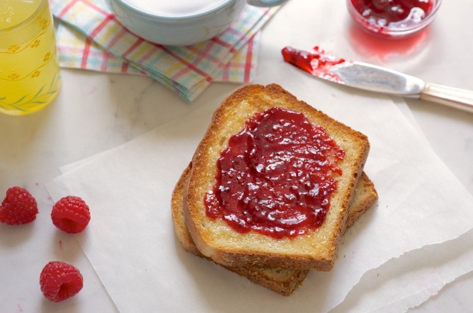 Toast with raspberry jam