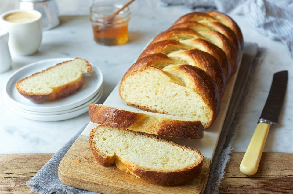 Challah bread baked in a loaf pan. Recipe in comments. : r/Breadit