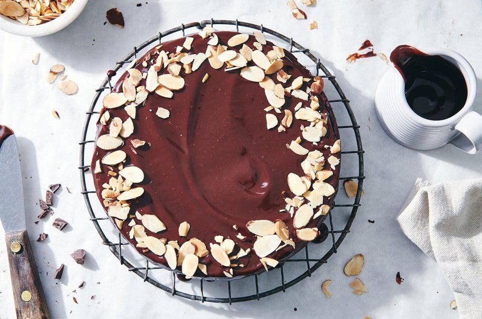 Chocolate Almond Cake with Sour Cream Icing - Creative Culinary