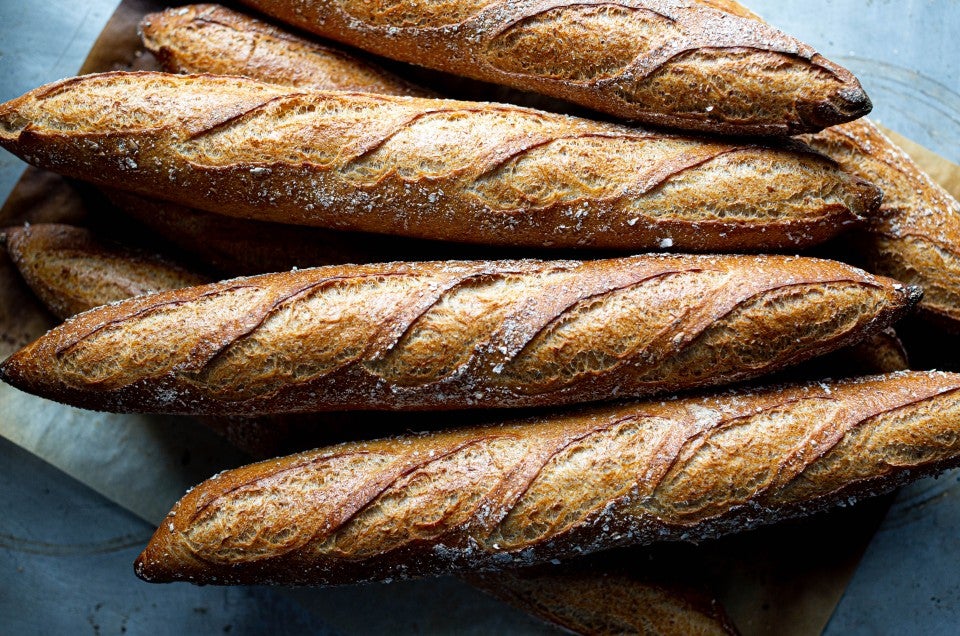 light wheat flour baguette, baked goods for cooking with bread