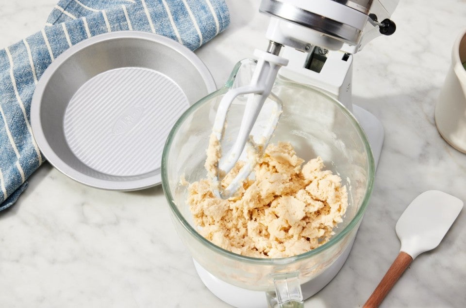 Pie crust dough made in a stand mixer.