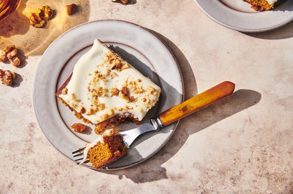 Pumpkin Cake Bars with Cream Cheese Frosting  - select to zoom