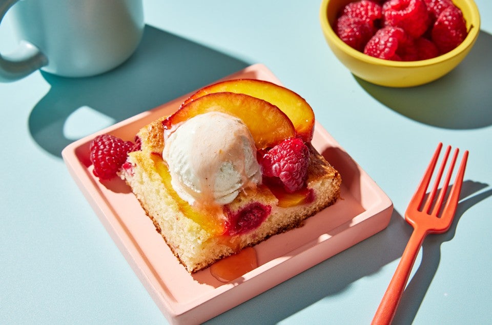 Peach Melba Snacking Cake  - select to zoom