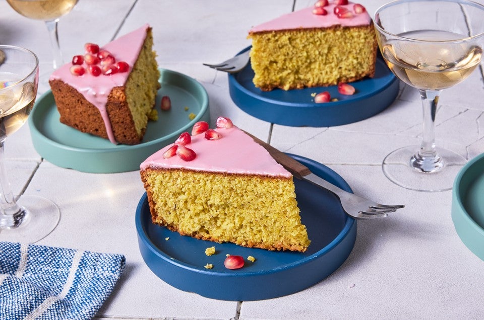 Pistachio Cake with Pomegranate Glaze - select to zoom