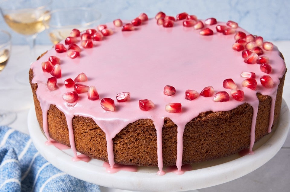 Pistachio Cake with Pomegranate Glaze - select to zoom