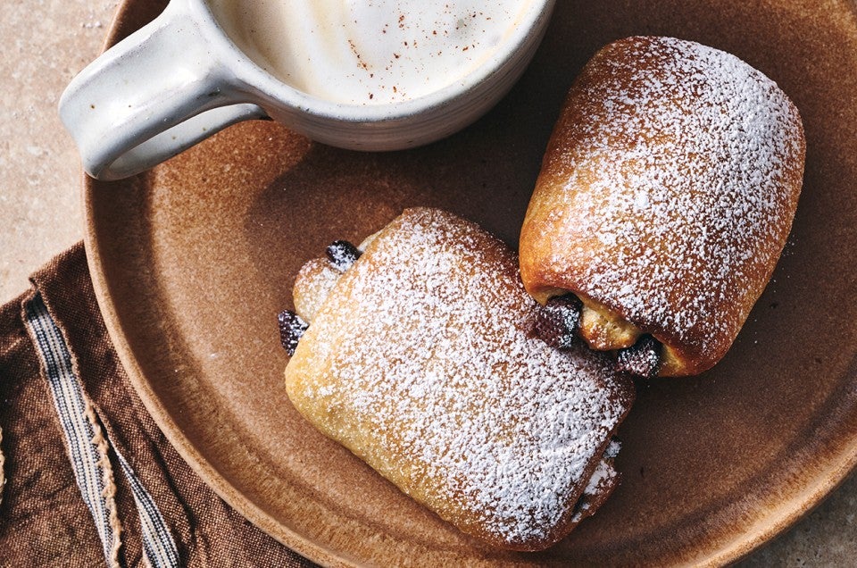 Dark Chocolate-Filled Soft Rolls on a plate - select to zoom