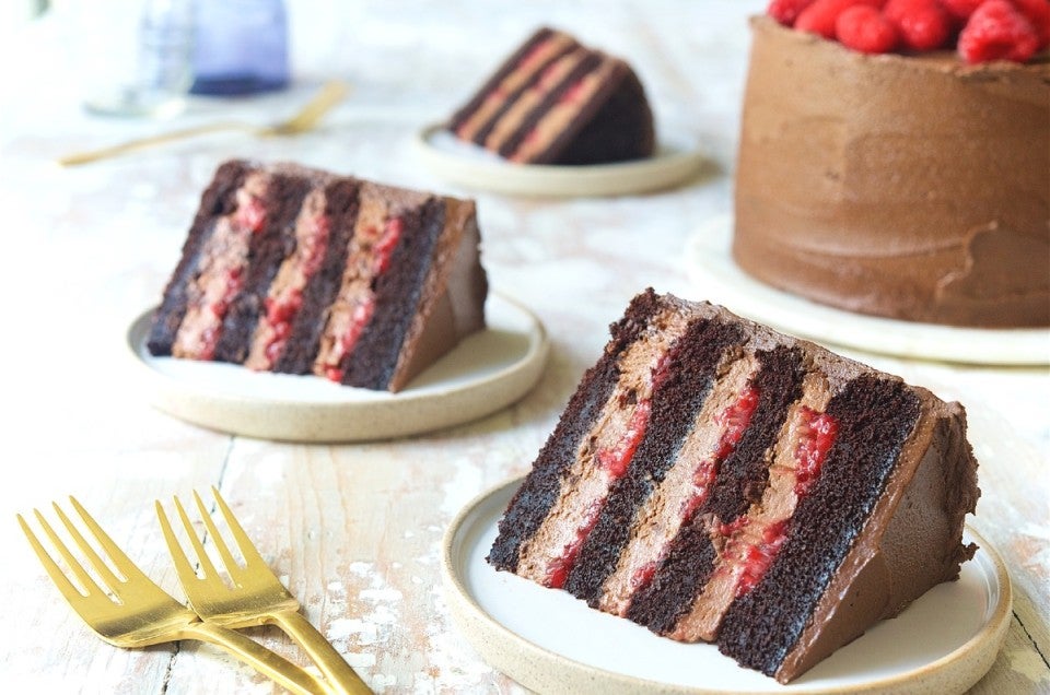 Chocolate Mousse Cake With Raspberries Bakealong | King Arthur Baking