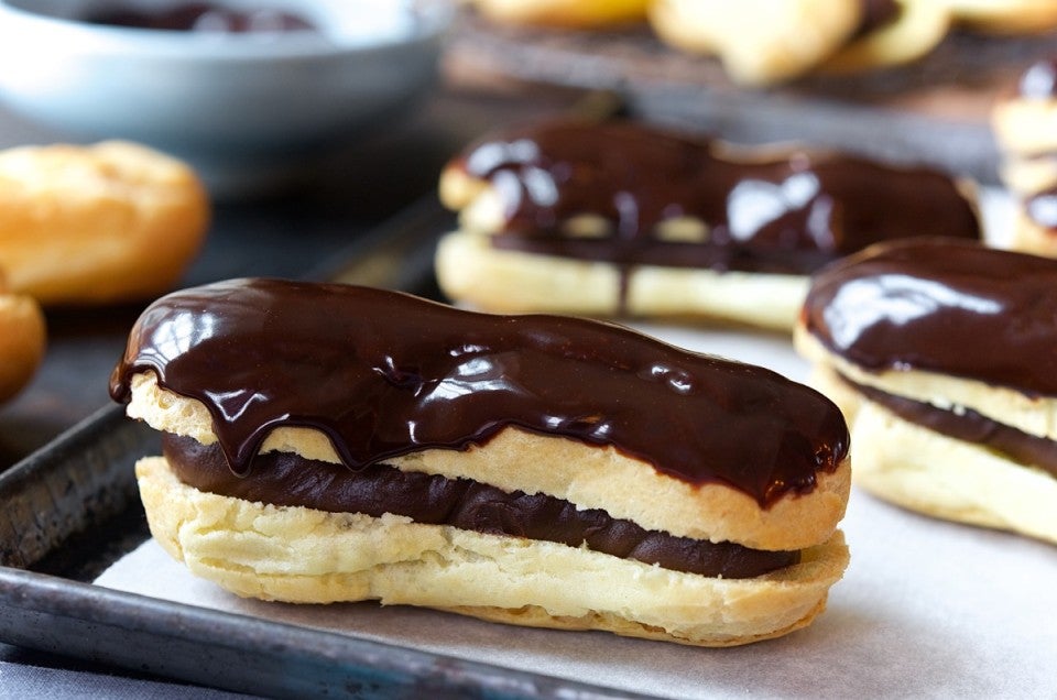 Dark Chocolate Eclairs Bakealong via @kingarthurflour