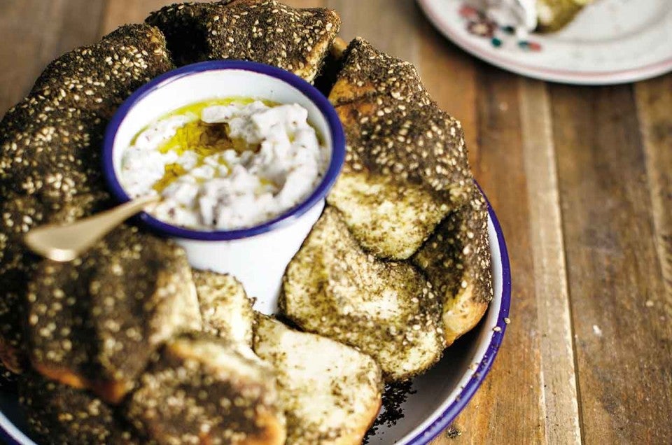 Za'atar Monkey Bread with Garlic and Onion Labneh