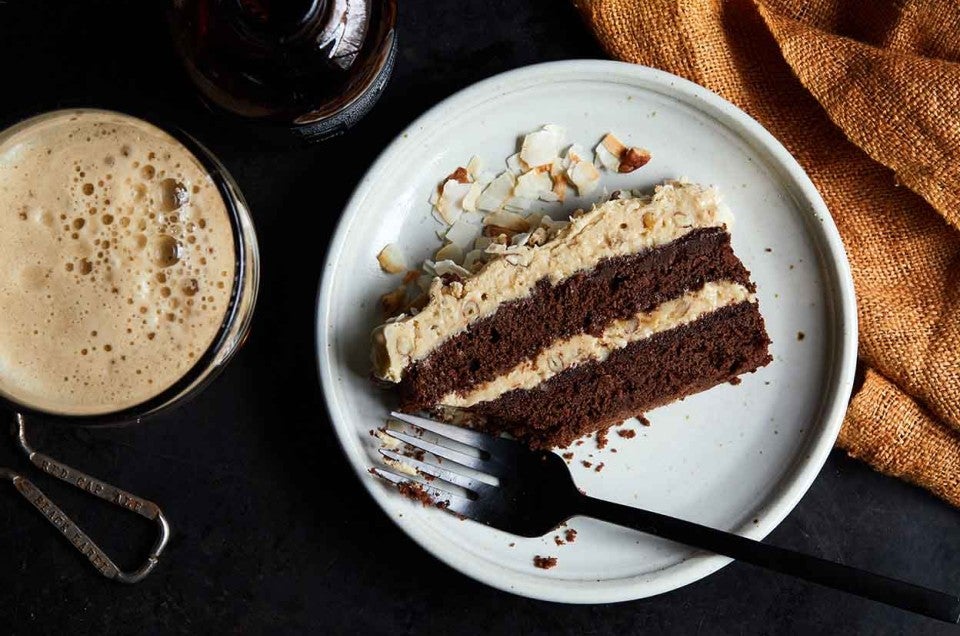 Chocolate Pecan Coconut Porter Cake