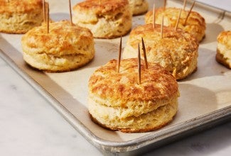 Biscuit baked with several toothpicks 