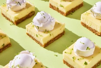 Creamy Key Lime Pie Bars sliced up