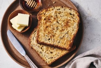 Kansas Sunflower Bread toasted with butter and honey