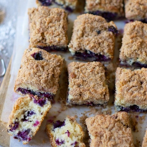 Squares of blueberry coffee cake - select to zoom