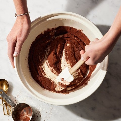 Mixing chocolate batter - select to zoom