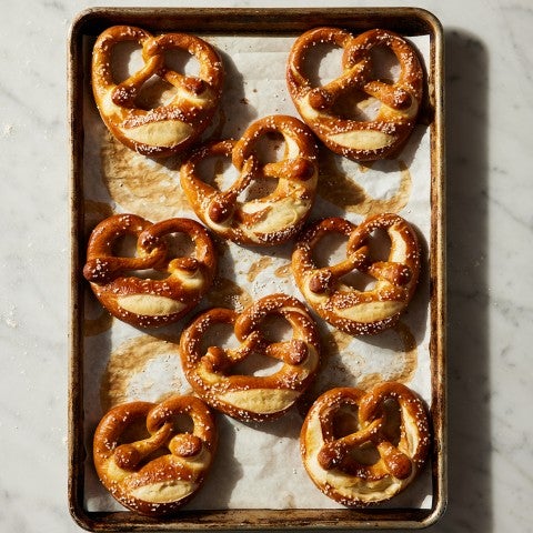 Pretzels on baking sheet - select to zoom