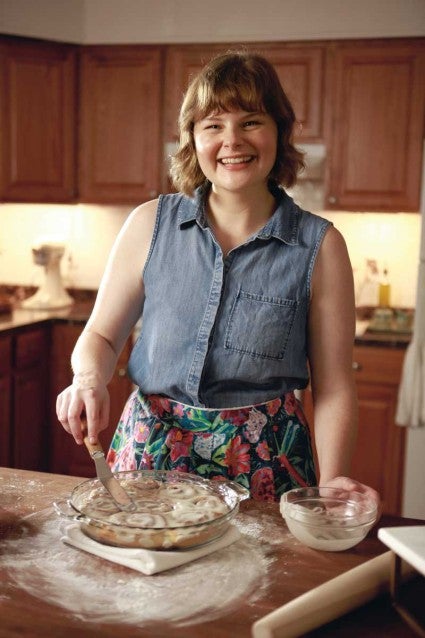 Anna baking in the kitchen