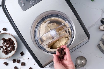 Adding mix-ins to ice cream while churning in the ice cream maker