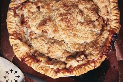 Closeup of paper bag apple pie