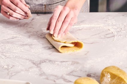 Folding pasta dough