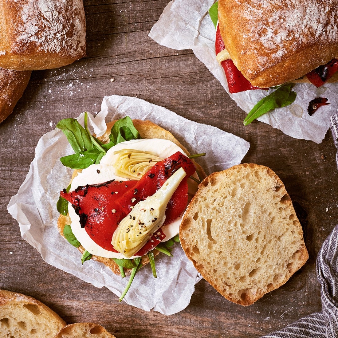 Ciabatta sandwich rolls