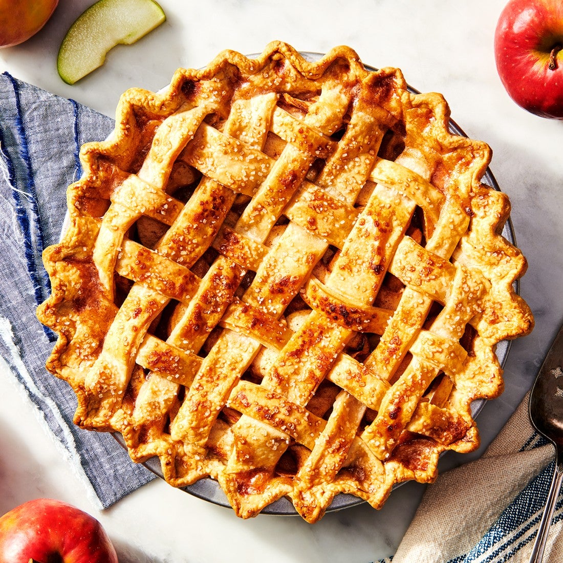 Apple pie with lattice top crust