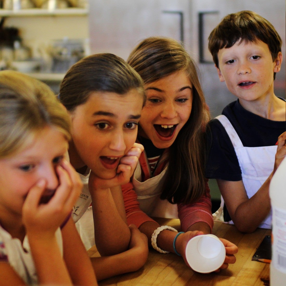 Kids in a baking class