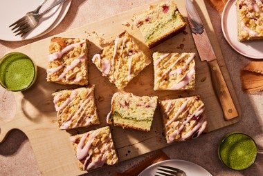 Strawberry Coffee Cake with Matcha Filling